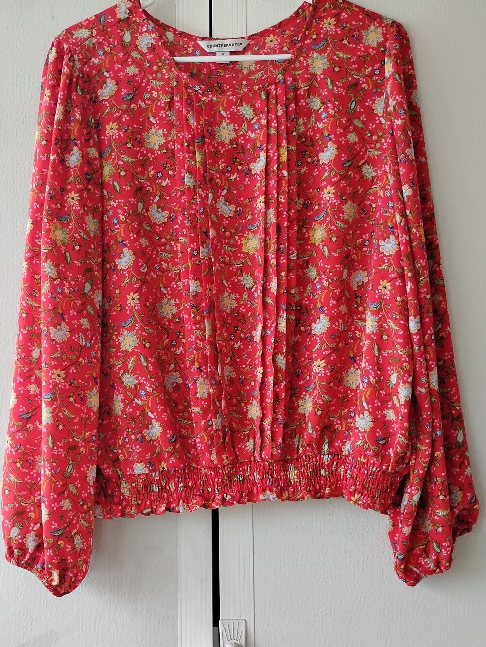 Counterparts Coral-Red Floral Long Sleeve Top